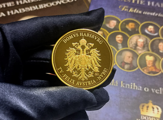 Pamětní medaile Rudolf II. zušlechtěná ryzím zlatem 999/1000 z kolekce Dynastie Habsburků
