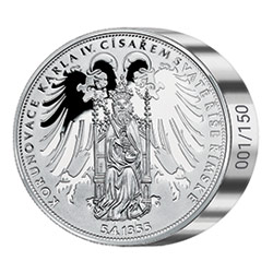 Korunovace Karla IV. římským císařem - pamětní medaile z 1 kg ryzího stříbra