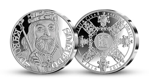Ražba dne - 700. výročí narození Karla IV. Pamětní medaile z ryzího stříbra 999/1000